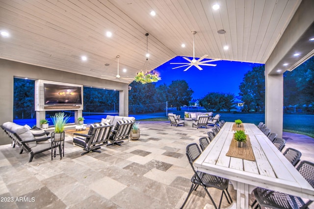 22406 S 173rd Way, Gilbert, AZ 85298 - view of patio with an outdoor hangout area, a ceiling fan, and outdoor dining area
