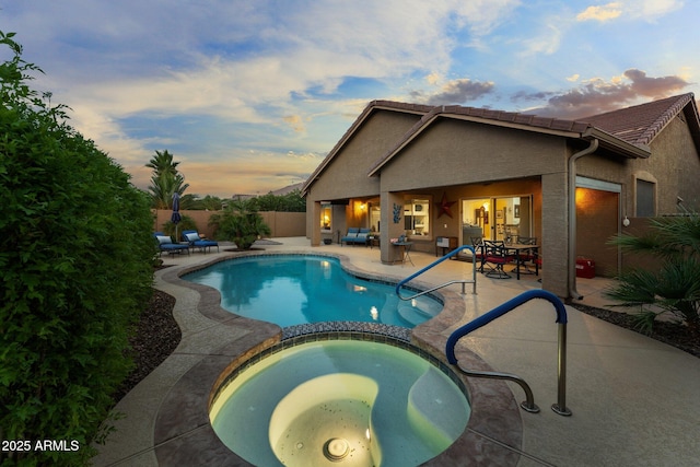 3018 E Vernon St, Gilbert, AZ 85298 - view of pool with a patio, a pool with connected hot tub, and a fenced backyard