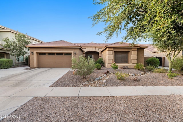 3018 E Vernon St, Gilbert, AZ 85298 - view of front of home with concrete driveway, a garage, stucco siding, and a tiled roof