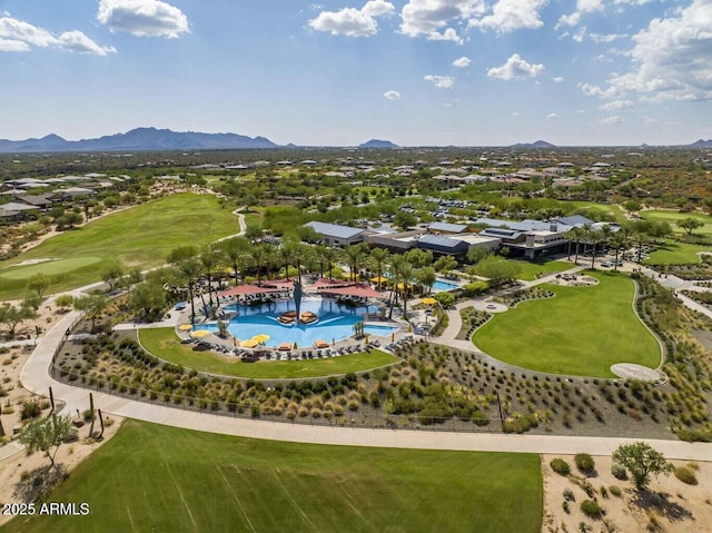 bird's eye view with a mountain view