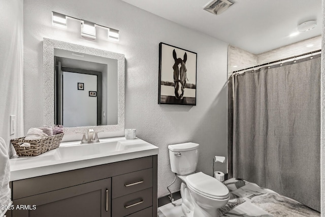 5101 E Paradise Dr, Scottsdale, AZ 85254 - full bathroom featuring vanity, a shower with shower curtain, and a textured wall
