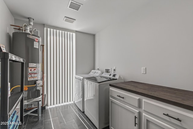 5101 E Paradise Dr, Scottsdale, AZ 85254 - laundry room featuring washer and dryer, water heater, and cabinet space