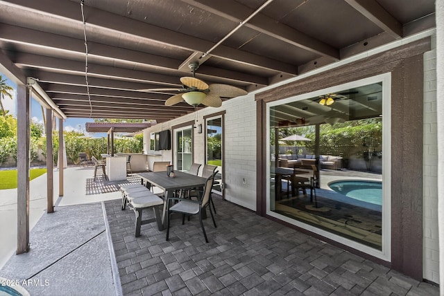 5101 E Paradise Dr, Scottsdale, AZ 85254 - view of patio featuring outdoor dining area and a ceiling fan