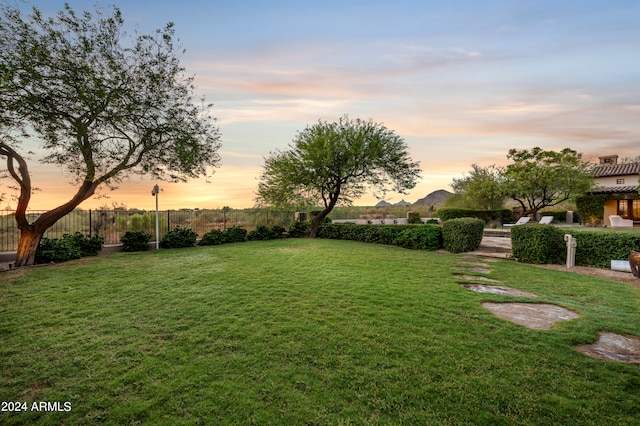 view of yard at dusk