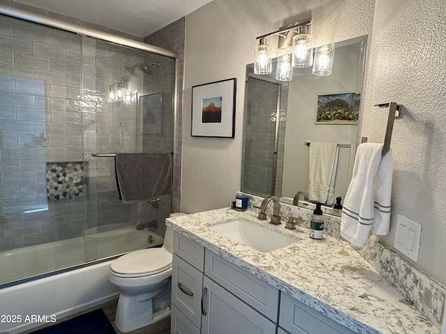 1060 E Louis Way, Tempe, AZ 85284 - full bath featuring a textured wall, vanity, and shower / bath combination with glass door