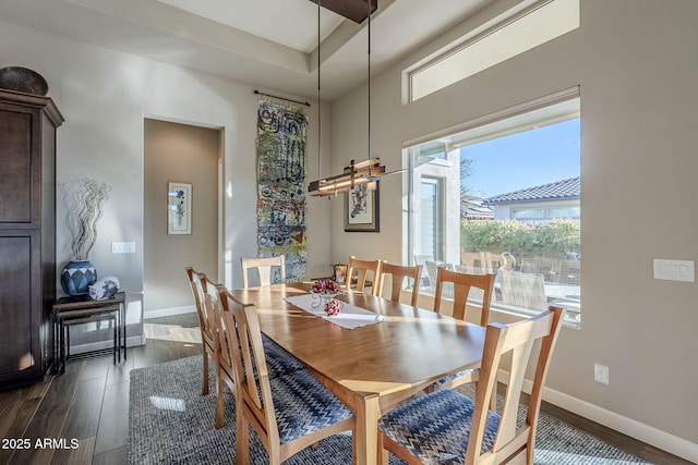 dining area with dark hardwood / wood-style flooring