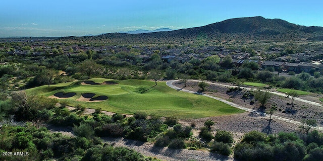 drone / aerial view featuring a mountain view