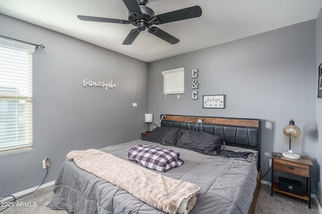 bedroom with carpet and ceiling fan