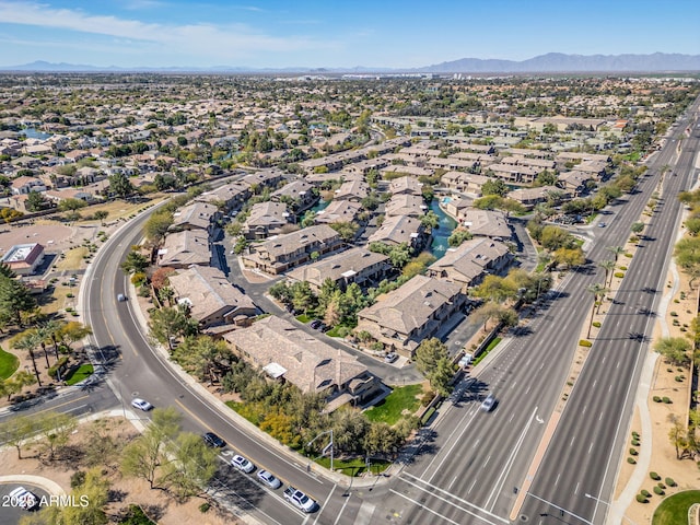 bird's eye view featuring a mountain view and a residential view