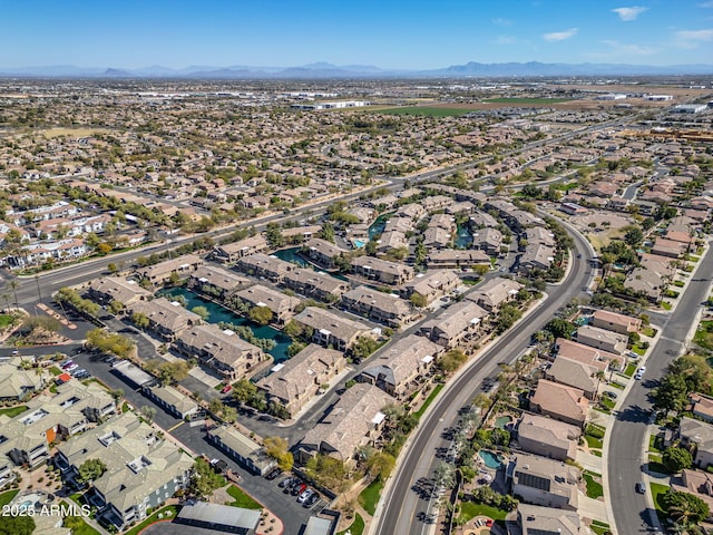 aerial view with a residential view and a water and mountain view