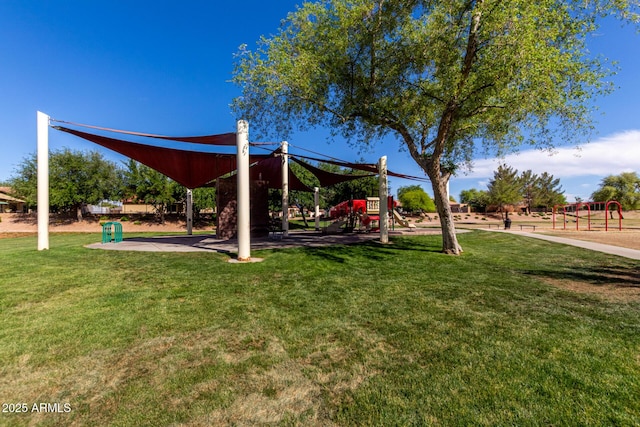 view of yard featuring playground community