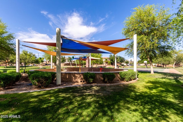view of play area with a yard