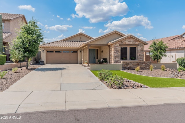 12712 W Milton Dr, Peoria, AZ 85383 - ranch-style house featuring a garage, stucco siding, concrete driveway, and a tile roof