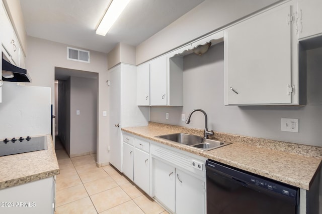 kitchen with sink, white cabinetry, and black appliances