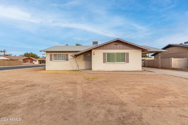 view of single story home