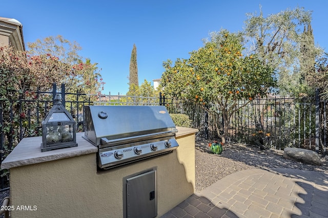 view of patio / terrace featuring an outdoor kitchen and grilling area