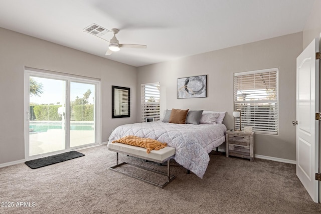 2714 N 63rd St, Mesa, AZ 85215 - carpeted bedroom featuring ceiling fan and access to outside