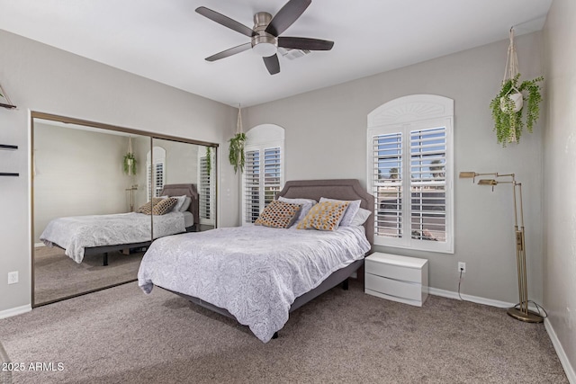 2714 N 63rd St, Mesa, AZ 85215 - bedroom with carpet floors, a closet, and ceiling fan