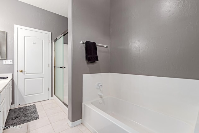 2714 N 63rd St, Mesa, AZ 85215 - bathroom with vanity, shower with separate bathtub, and tile patterned floors