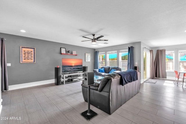 10847 E Forge Cir, Mesa, AZ 85208 - living area with a ceiling fan, plenty of natural light, baseboards, and recessed lighting