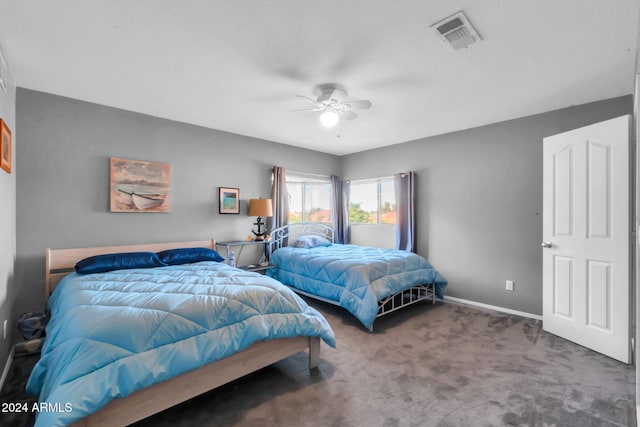 10847 E Forge Cir, Mesa, AZ 85208 - bedroom featuring carpet flooring, baseboards, and a ceiling fan