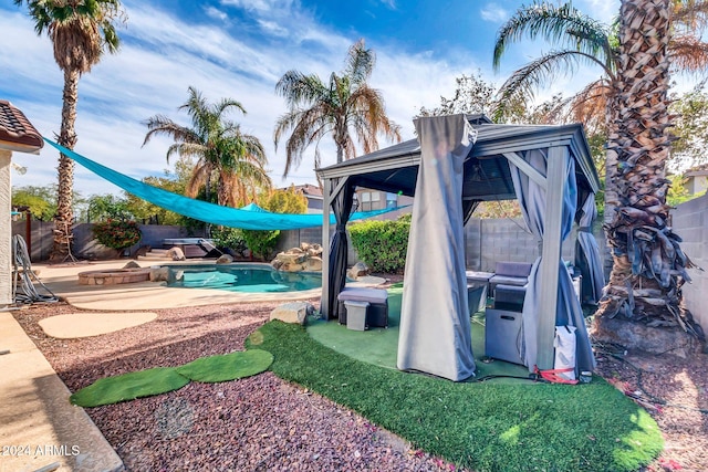 10847 E Forge Cir, Mesa, AZ 85208 - fenced backyard with a gazebo and a patio area