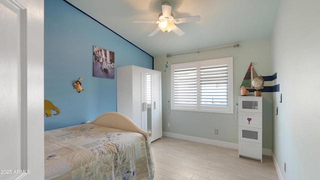 4073 E Stable Ct, Gilbert, AZ 85297 - bedroom featuring light wood finished floors, baseboards, and a ceiling fan