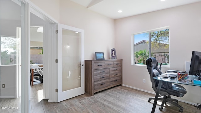 4073 E Stable Ct, Gilbert, AZ 85297 - office area with light wood-style flooring, recessed lighting, and baseboards