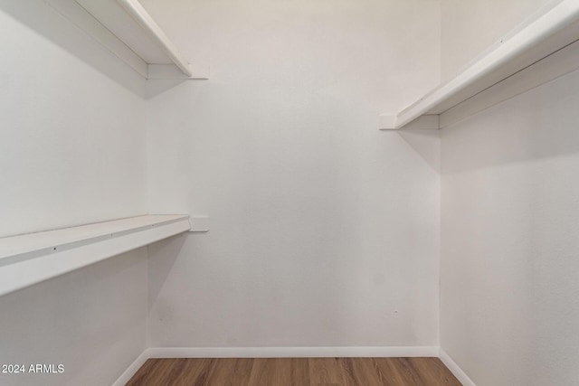 walk in closet with hardwood / wood-style floors