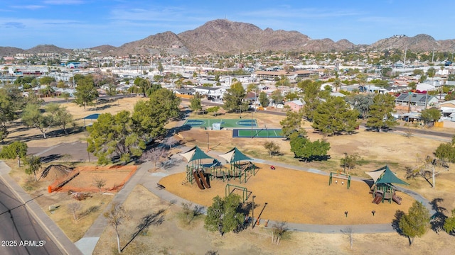 bird's eye view featuring a mountain view