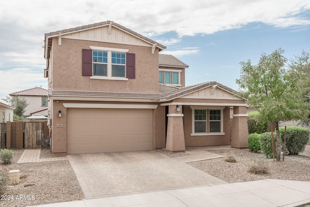 view of front of house with a garage