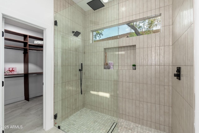 bathroom with a stall shower