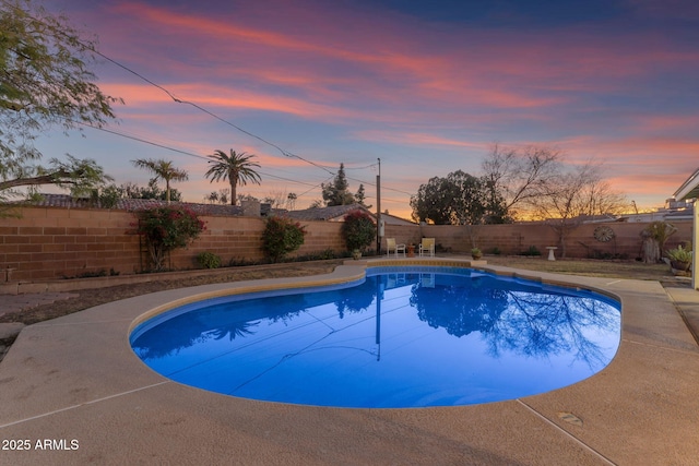 view of pool with a fenced backyard and a fenced in pool