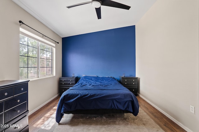 125 S 56th St Unit 27, Mesa, AZ 85206 - bedroom featuring wood finished floors and a ceiling fan