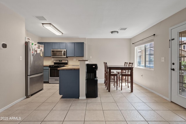 125 S 56th St Unit 27, Mesa, AZ 85206 - kitchen with appliances with stainless steel finishes, light tile patterned floors, and a peninsula