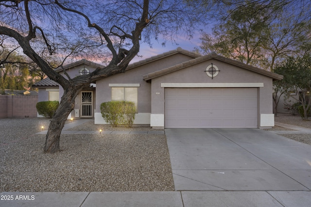 view of front facade with a garage