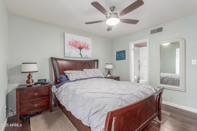 2508 N Karen Dr, Chandler, AZ 85224 - bedroom featuring dark wood-type flooring, baseboards, and ceiling fan