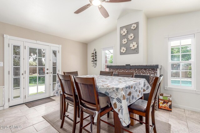 2508 N Karen Dr, Chandler, AZ 85224 - dining area featuring plenty of natural light, a ceiling fan, and lofted ceiling