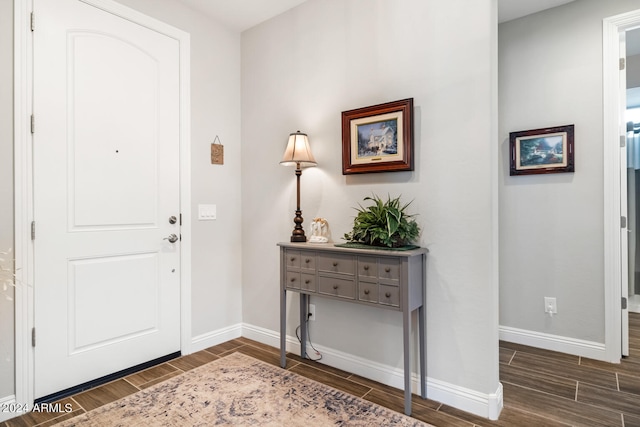 foyer entrance with dark hardwood / wood-style floors