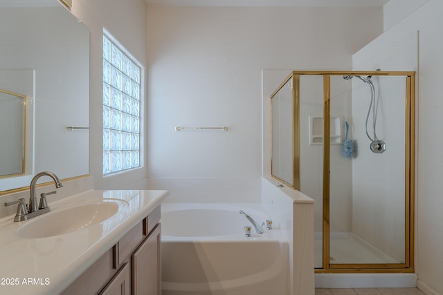14806 E Lookout Ledge, Fountain Hills, AZ 85268 - bathroom with a stall shower, vanity, and a bath