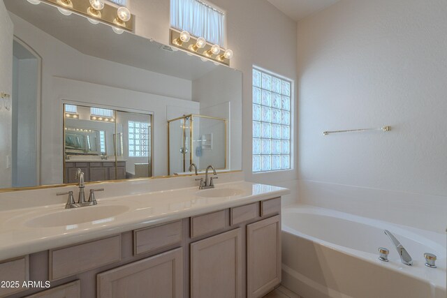 14806 E Lookout Ledge, Fountain Hills, AZ 85268 - full bath featuring a bath, a stall shower, and double vanity