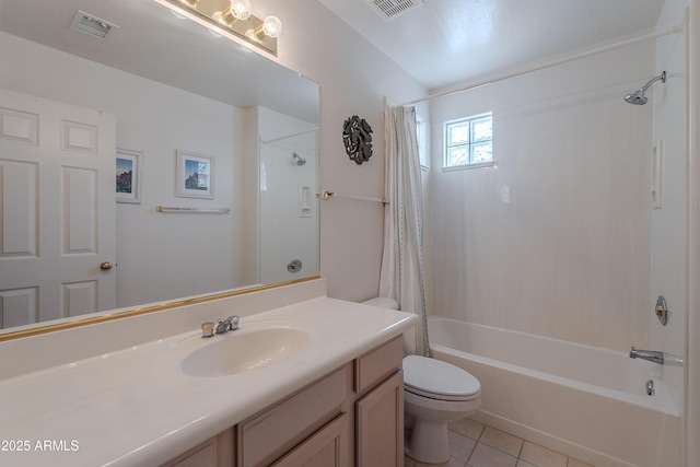 14806 E Lookout Ledge, Fountain Hills, AZ 85268 - bathroom with toilet, shower / bath combination with curtain, tile patterned flooring, and vanity