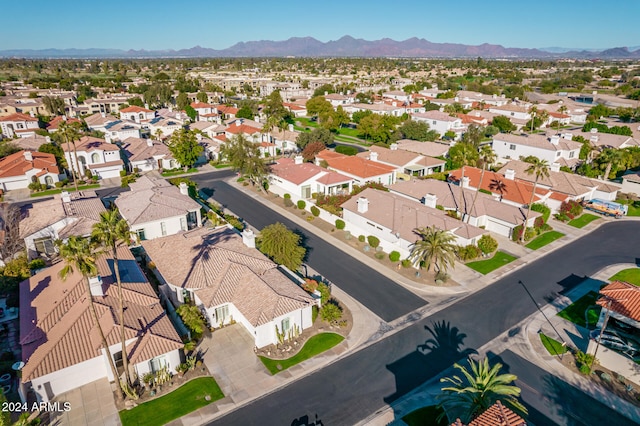 bird's eye view with a mountain view