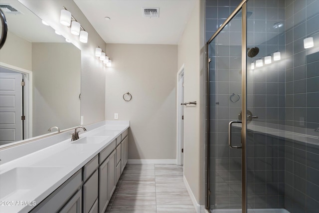 1823 E Chelsea Ln Unit 106, Gilbert, AZ 85295 - full bath with a stall shower, baseboards, and double vanity