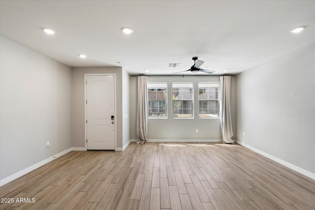 1823 E Chelsea Ln Unit 106, Gilbert, AZ 85295 - empty room with a ceiling fan, light wood finished floors, baseboards, and recessed lighting