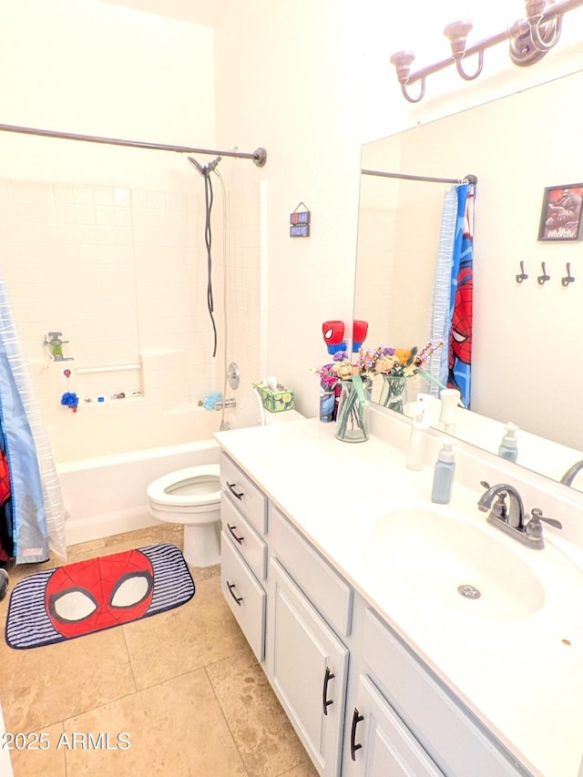 11424 S Obispo Dr, Goodyear, AZ 85338 - full bathroom with tile patterned flooring, toilet, vanity, and shower / tub combo