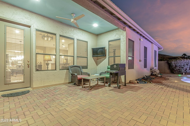 view of patio / terrace featuring a ceiling fan