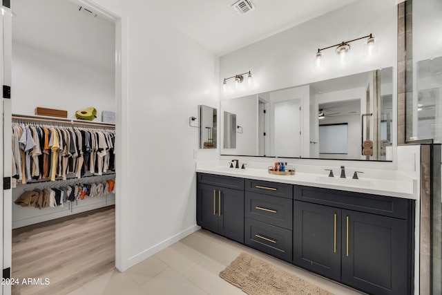 bathroom featuring hardwood / wood-style floors and vanity