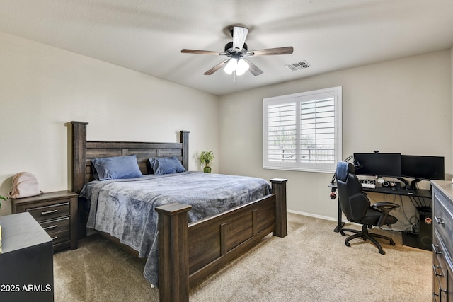 17626 W Paraiso Dr, Surprise, AZ 85387 - bedroom featuring light carpet, an office area, baseboards, and ceiling fan
