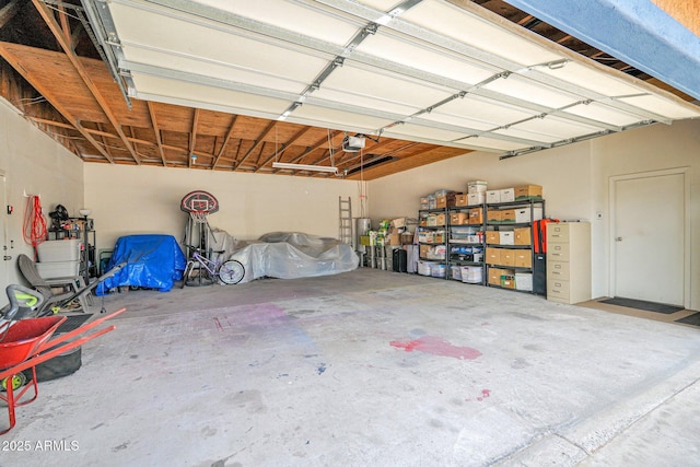 garage with a garage door opener